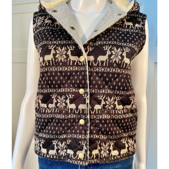 Vintage-Inspired Free People Fleece * Lined Hooded Vest - Cozy Preowned w2006 - Picture 2 of 9